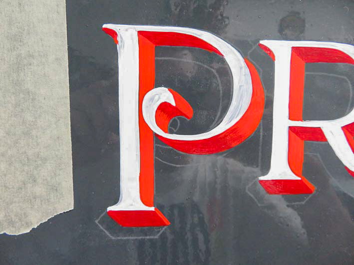 Shadowing the hand lettering